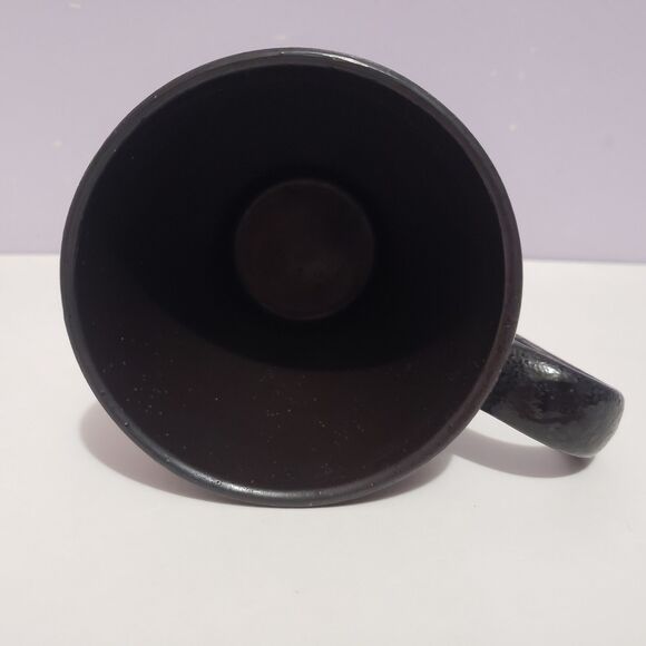 Stonewear Dark Brown  Green Leaf Cottonball 4" Coffee Mug Cup - Picture 6 of 7